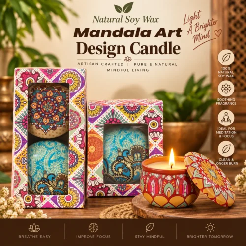 Biankraft Soya Wax Mandala Art Candle [Pack of 2]