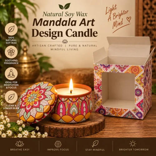 Biankraft Soya Wax Mandala Art Candle [Pack of 1]