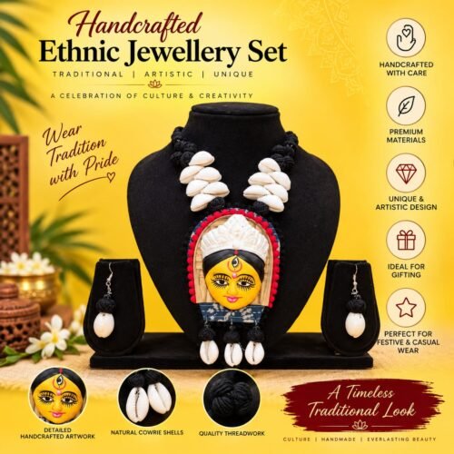 Handcrafted Ethnic Jewellery Set – Cowrie Shell & Traditional Artwork