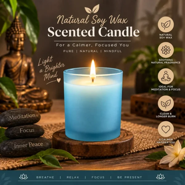 Biankraft Soya Wax Scented Glass Candle – Sky Blue