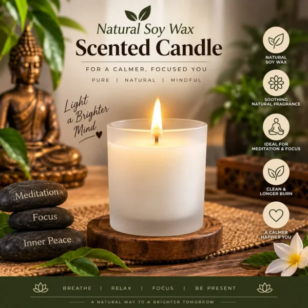 Biankraft Soya Wax Scented Glass Candle – White