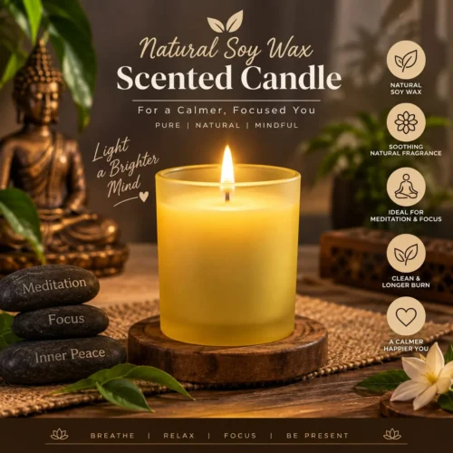 Biankraft Soya Wax Scented Glass Candle – Yellow